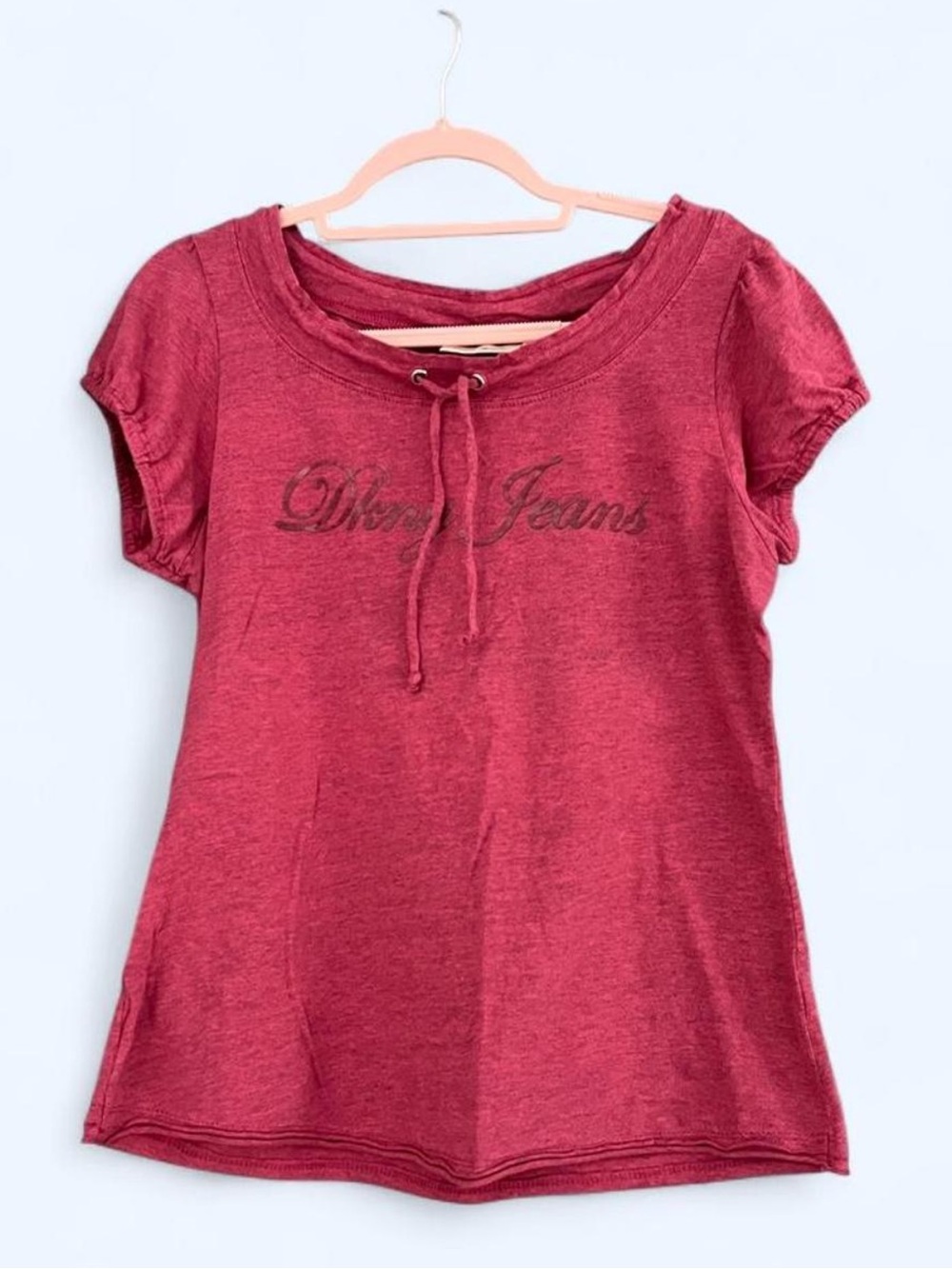 Dkny Women's Pink Short Sleeve Tie-Neck Top